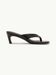 Black Leather Flip Flop Heels