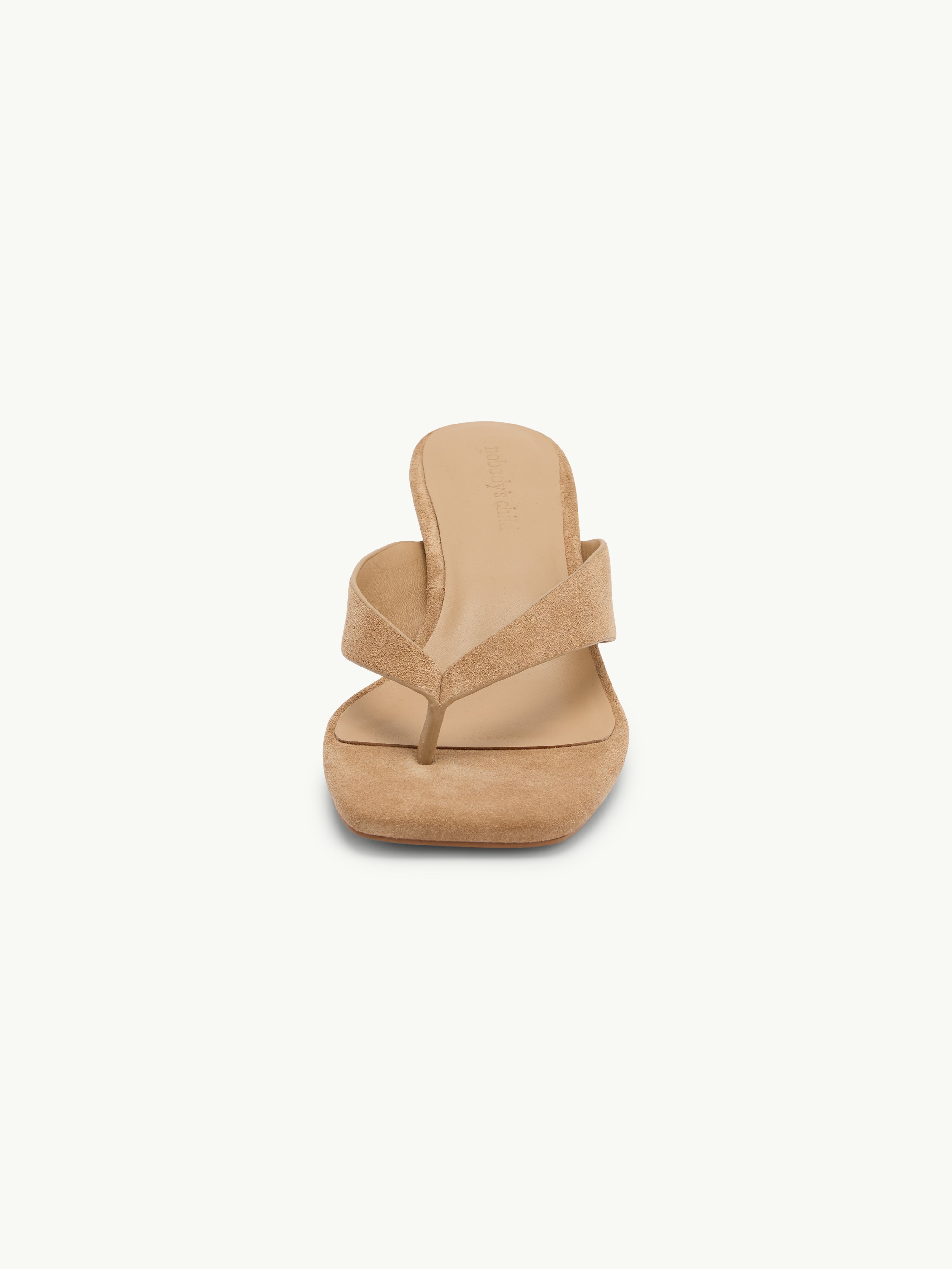 Beige Suede Flip Flop Heel