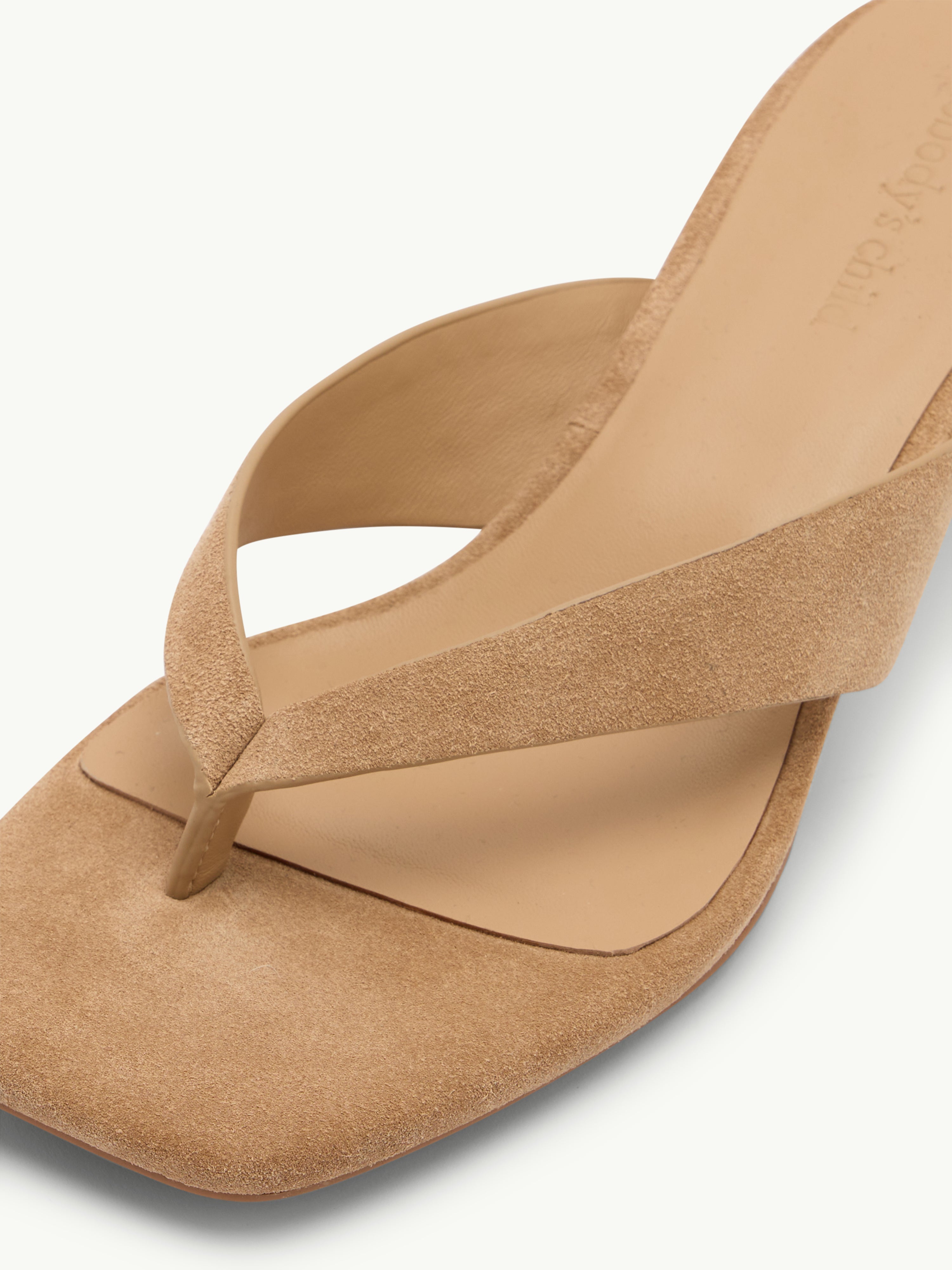 Beige Suede Flip Flop Heel