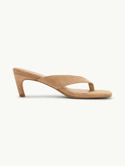 Beige Suede Flip Flop Heel
