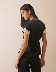 Black Lace Trim Maeve Top