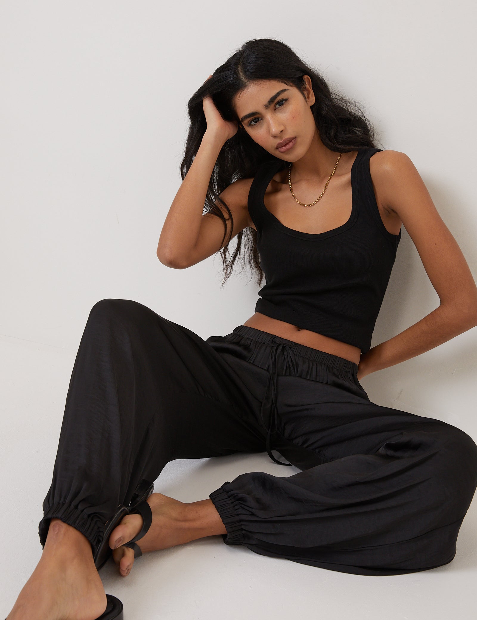 Black Balloon Cuffed Trousers