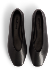 Black Leather High Vamp Ballet Flats