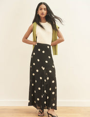 Black and Cream Polka Dot Selene Maxi Skirt