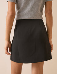 Black Crepe Tailored Mini Skirt
