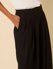 Black Pleated Wide Leg Trousers