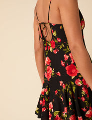 Black Floral Cush Mini Dress