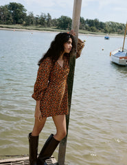Black Ditsy Floral Puff Sleeve Fiora Mini Dress