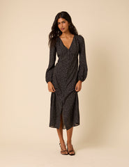 Black Polka Dot Kennedy Midi Dress