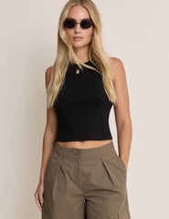 Black Cropped Racer Vest