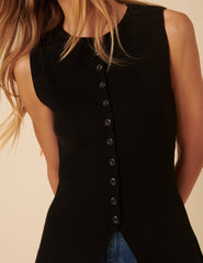 Black Longline Knitted Waistcoat