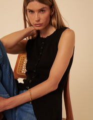 Black Longline Knitted Waistcoat