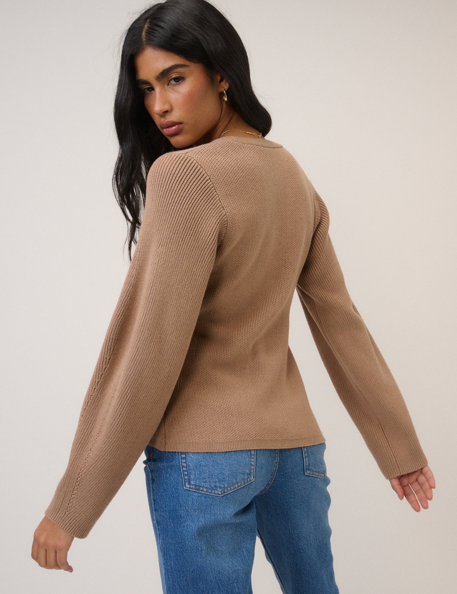 (HOLD) Light Brown Longline Cardigan