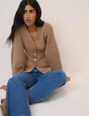 (HOLD) Light Brown Longline Cardigan