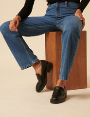Black Leather Chunky Loafers