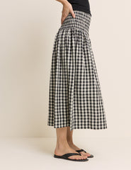 Black Gingham Midi Skirt