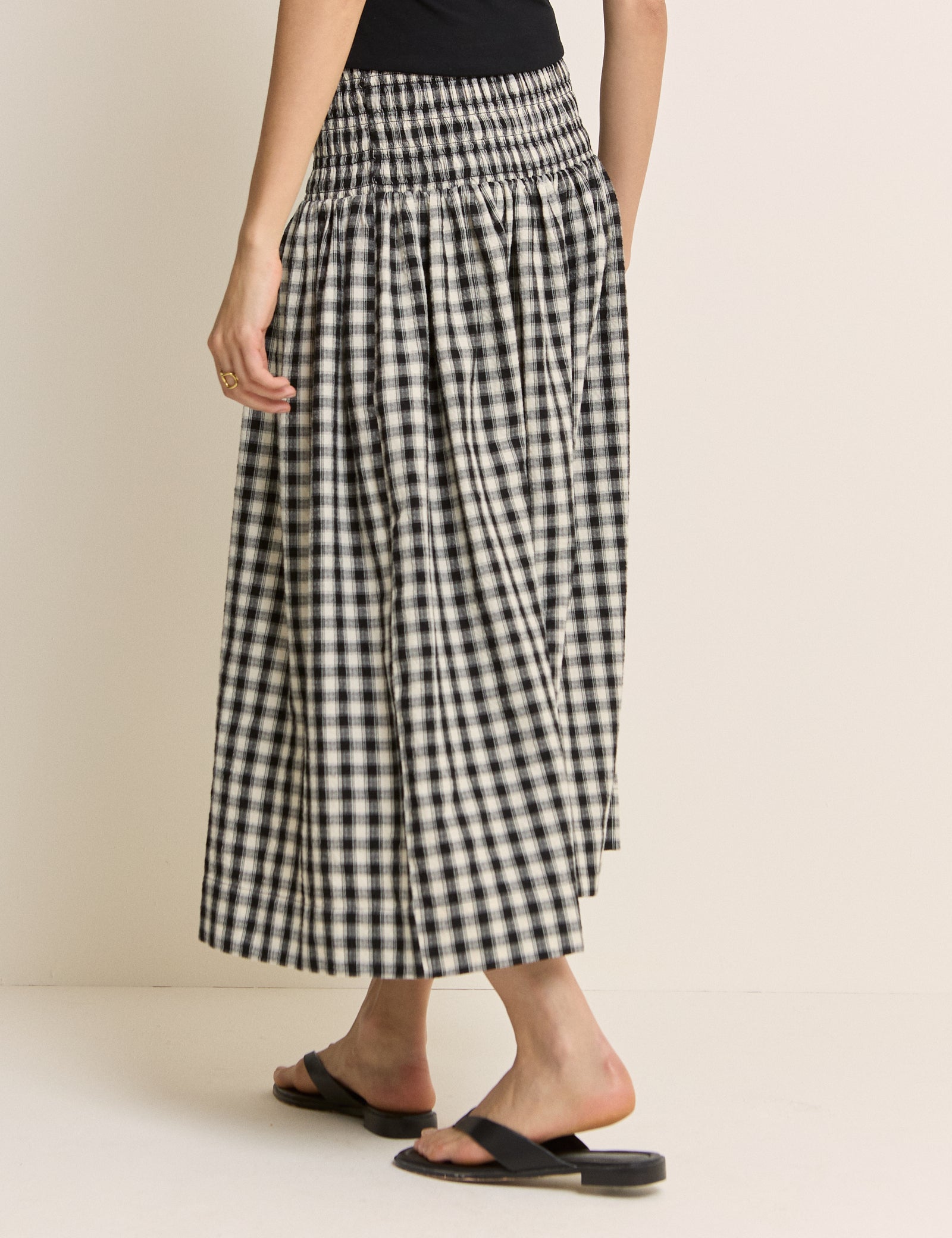 Black Gingham Midi Skirt