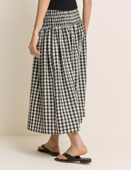 Black Gingham Midi Skirt
