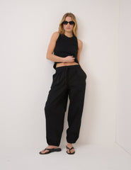 Black High Waisted Balloon Leg Trousers
