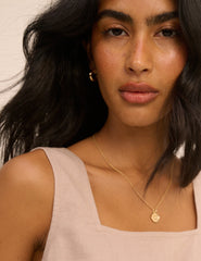 Beige Linen-Blend Swing Top