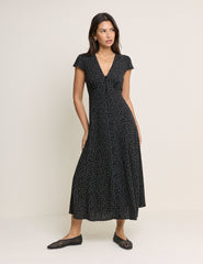 Black Polka Dot Avery Midi Dress