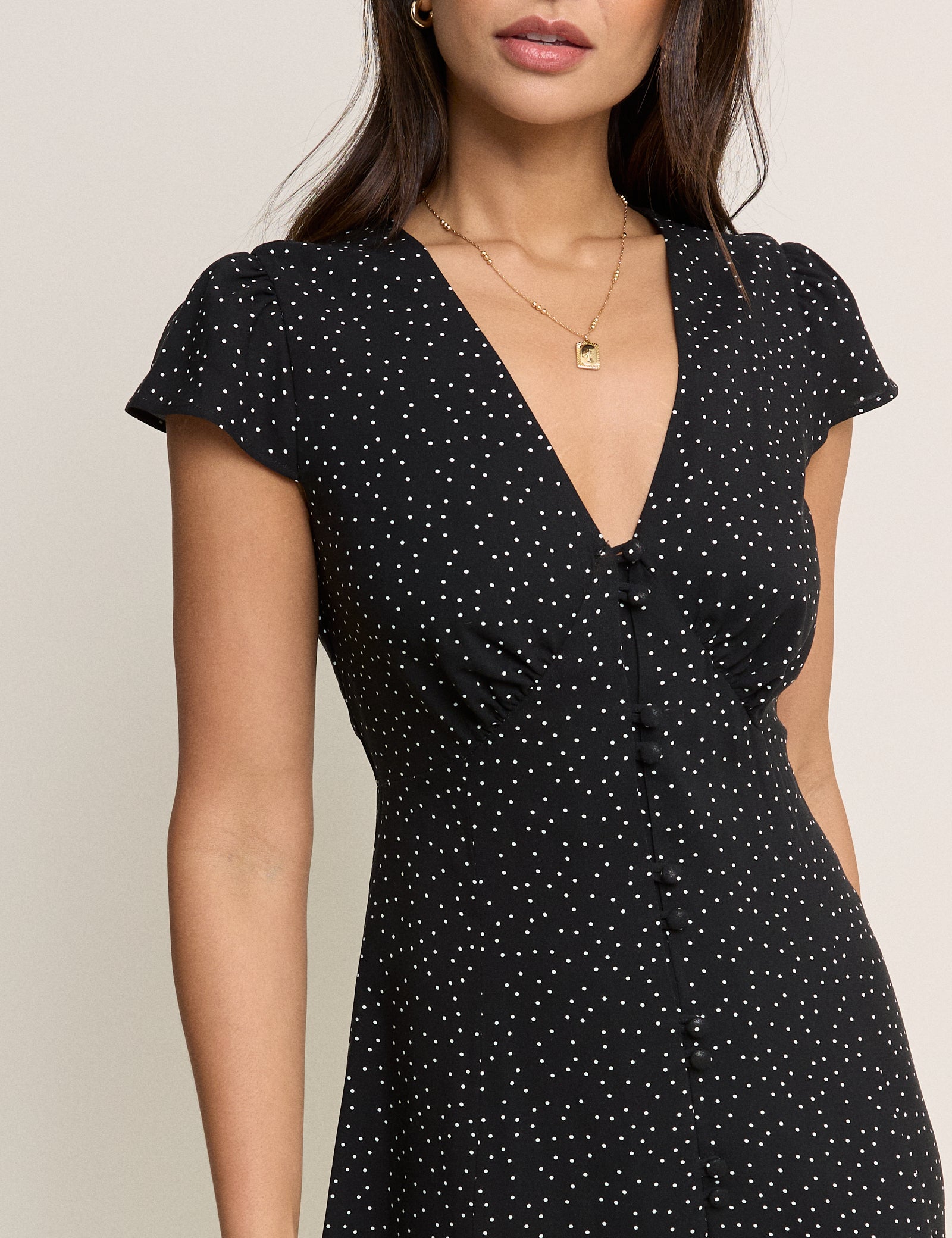 Black Polka Dot Avery Midi Dress