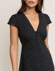 Black Polka Dot Avery Midi Dress