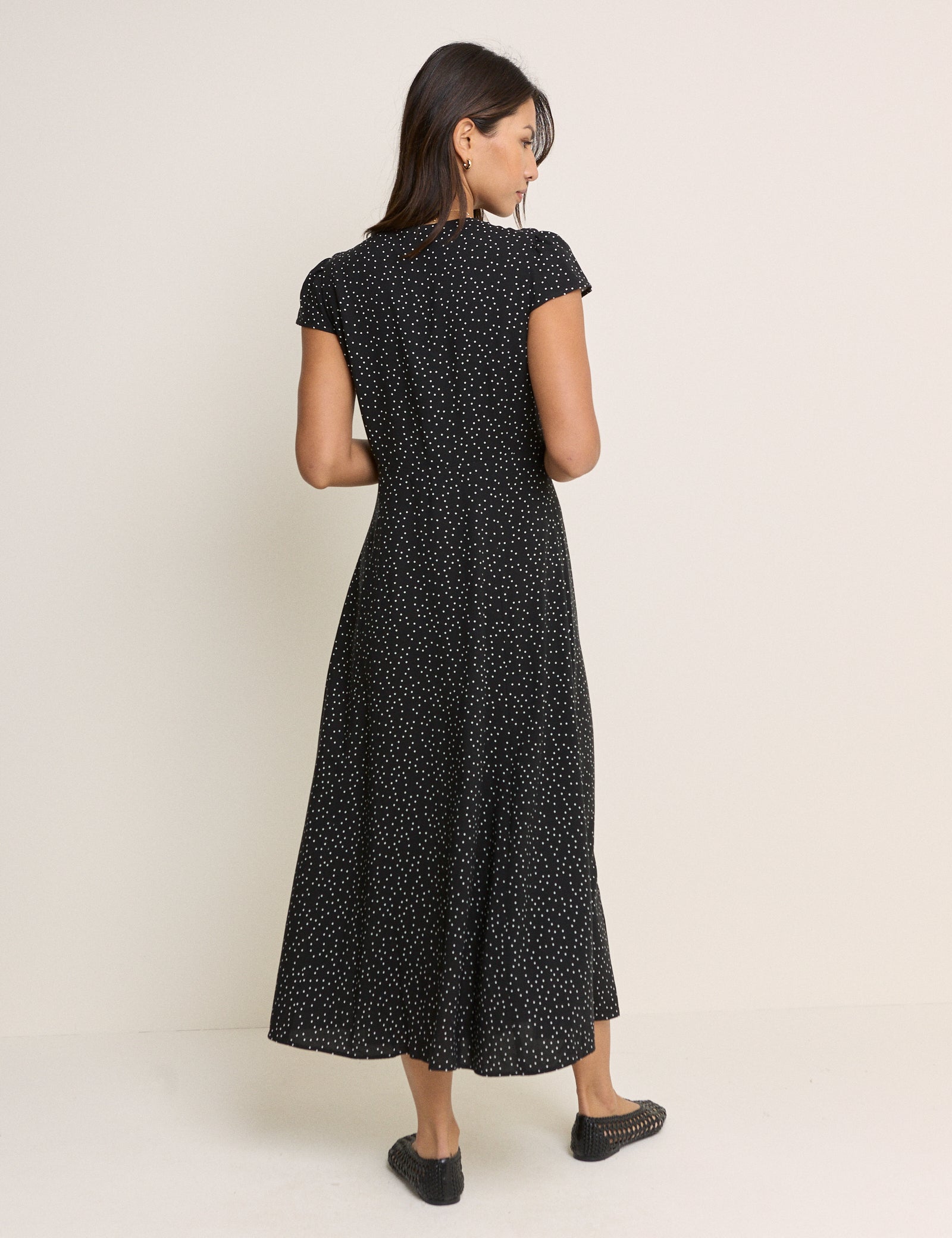 Black Polka Dot Avery Midi Dress