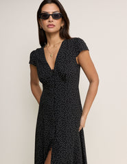 Black Polka Dot Avery Midi Dress