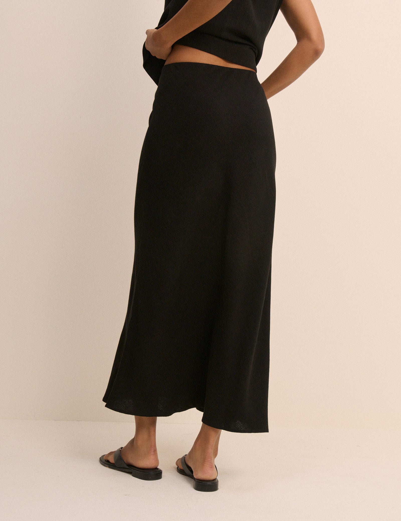 Black Mila Midi Slip Skirt