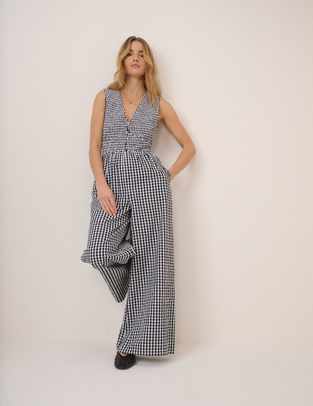 Black Gingham Jumpsuit
