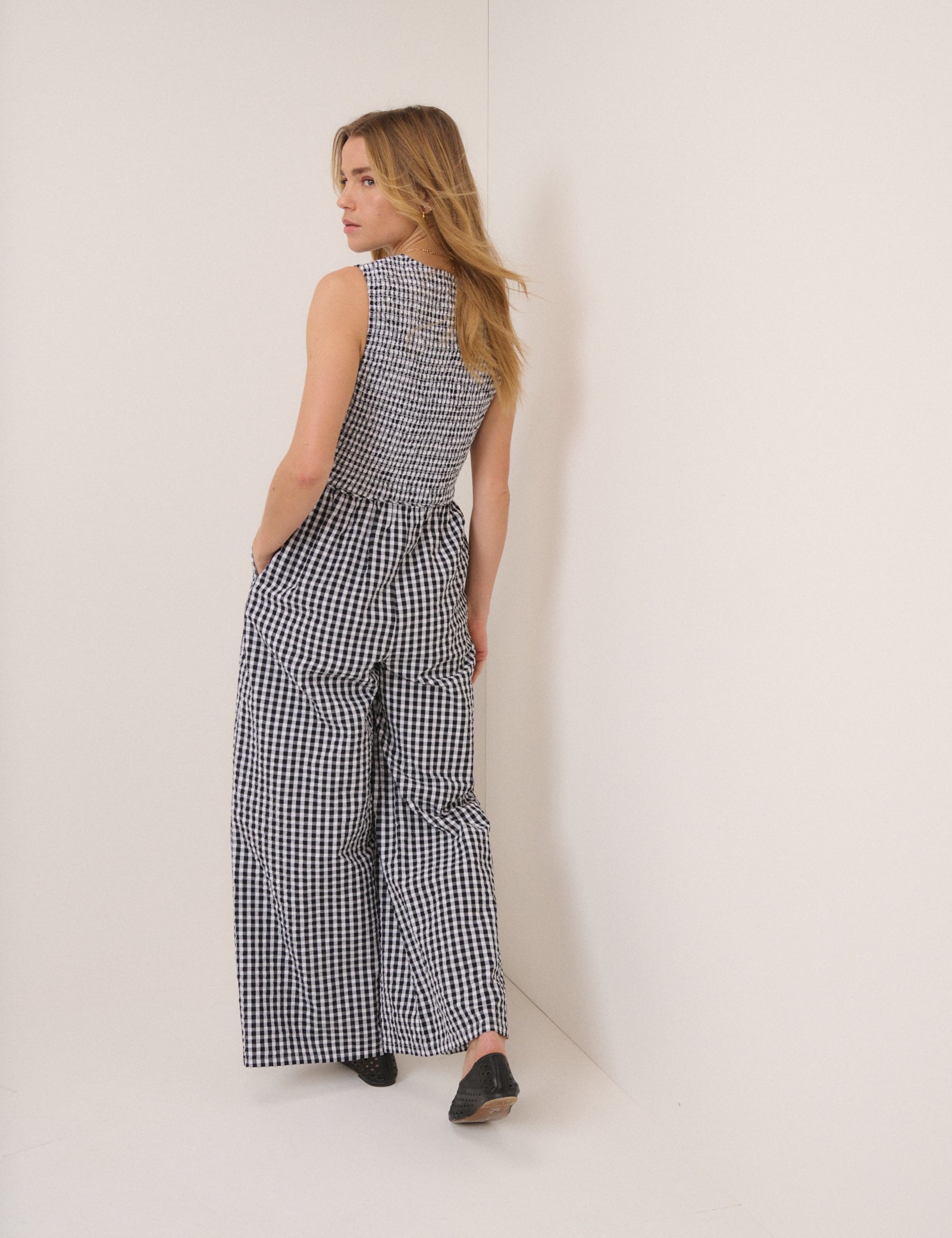 Black Gingham Jumpsuit