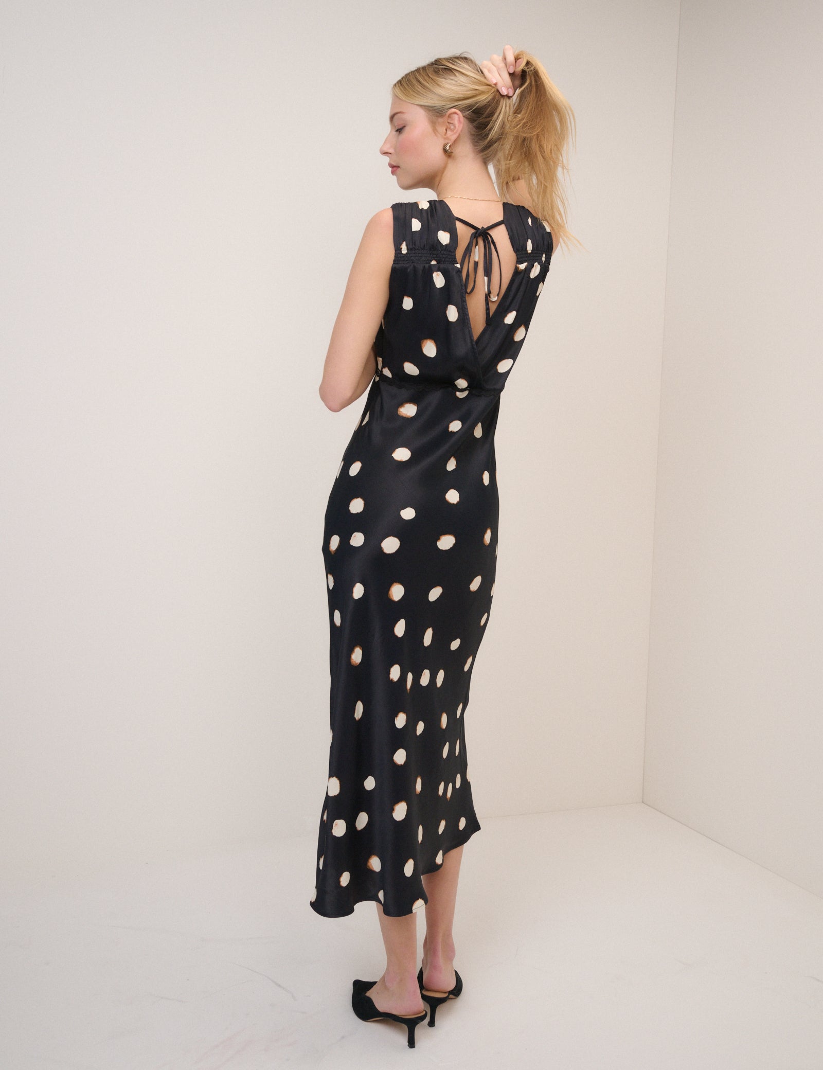 Black Polka Dot Ria Midi Dress
