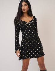 Black Polka Dot Lyon Mini Dress