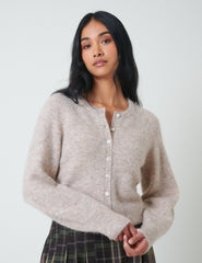 Beige Wool Blend Cardigan
