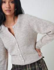 Beige Wool Blend Cardigan