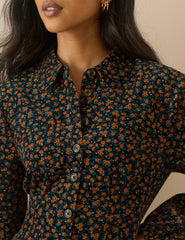 Black Floral Cord Montego Mini Dress
