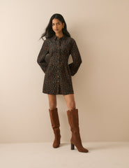 Black Floral Cord Montego Mini Dress