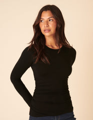 Black Crew Neck Long Sleeve Top