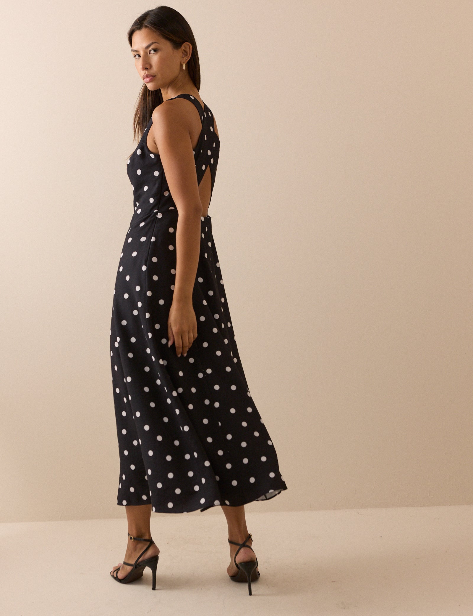 Black Polka Dot Reign Midi Dress