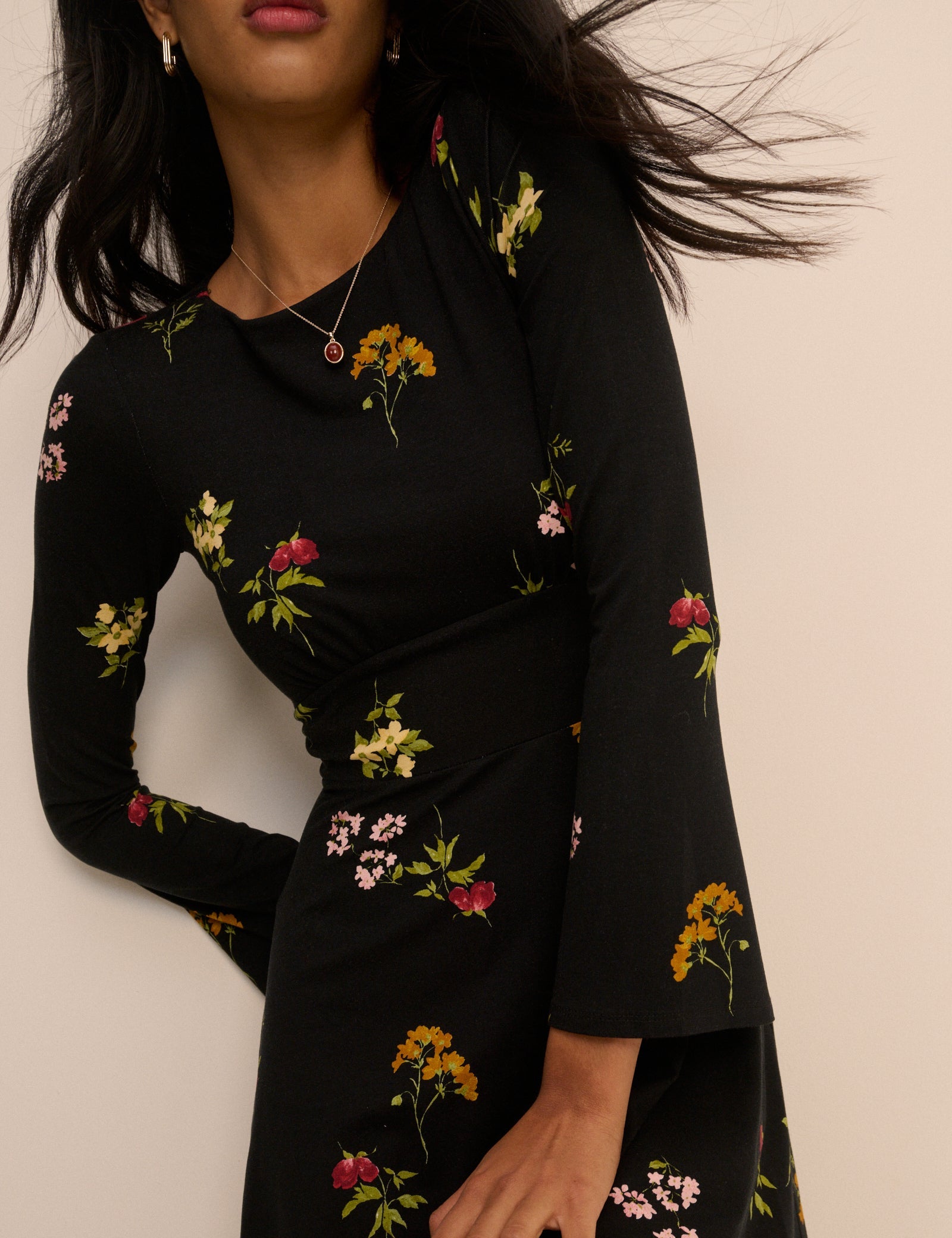 Black Floral Jersey Tate Mini Dress
