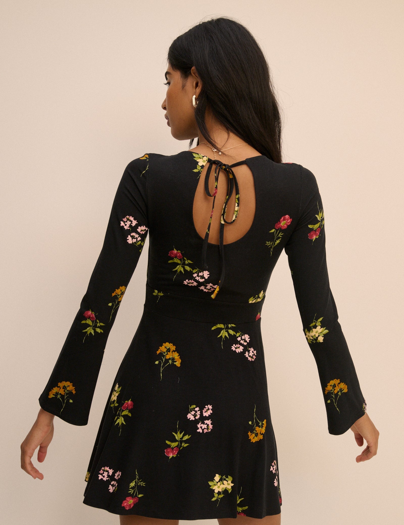 Black Floral Jersey Tate Mini Dress