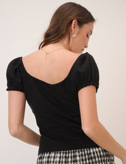 Black Milkmaid Top