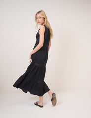 Black Broderie Anglaise Wrena Midi Dress