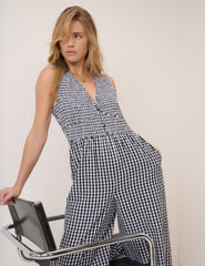 Black Gingham Jumpsuit