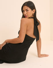 Black Halterneck Cali Maxi Dress