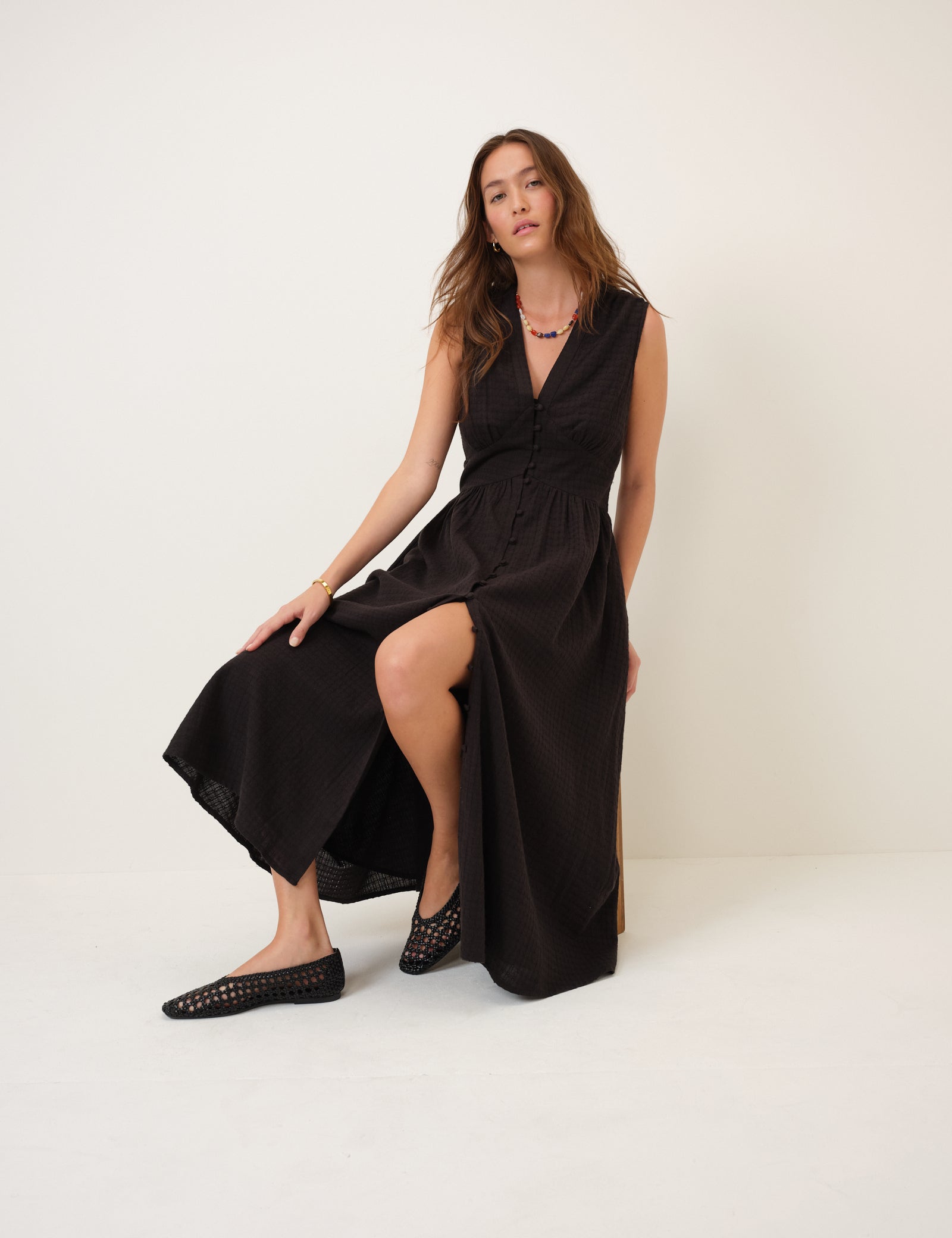 Black Sleeveless Starlight Midi Dress