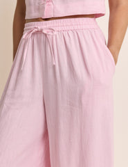Baby Pink Linen-Blend Elstow Side Split Trousers