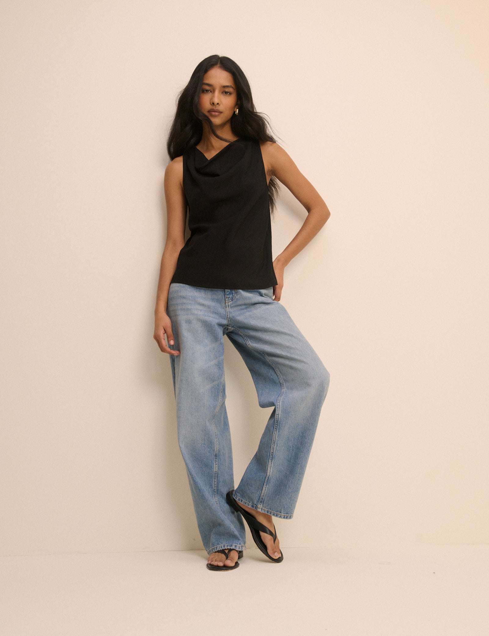 Black Draped Sleeveless Top