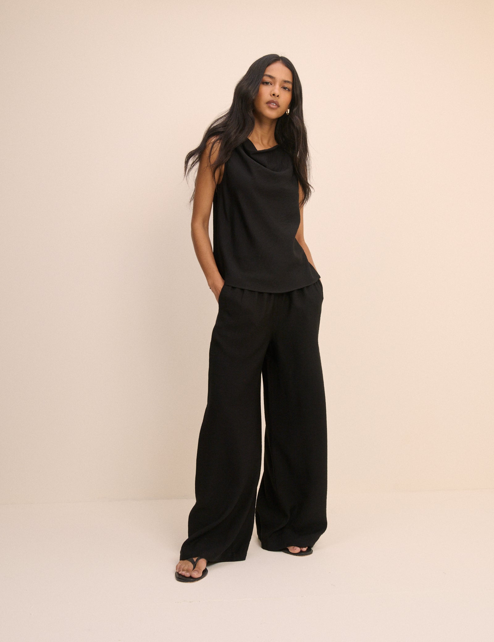 Black Draped Sleeveless Top